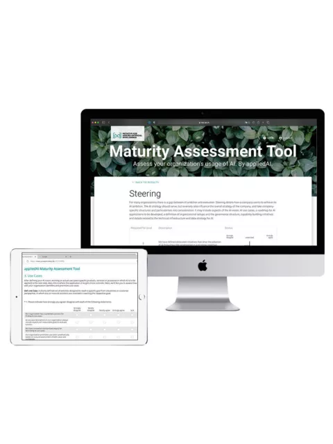 Mockup des "maturity assessment tools" auf Desktop und tablet.