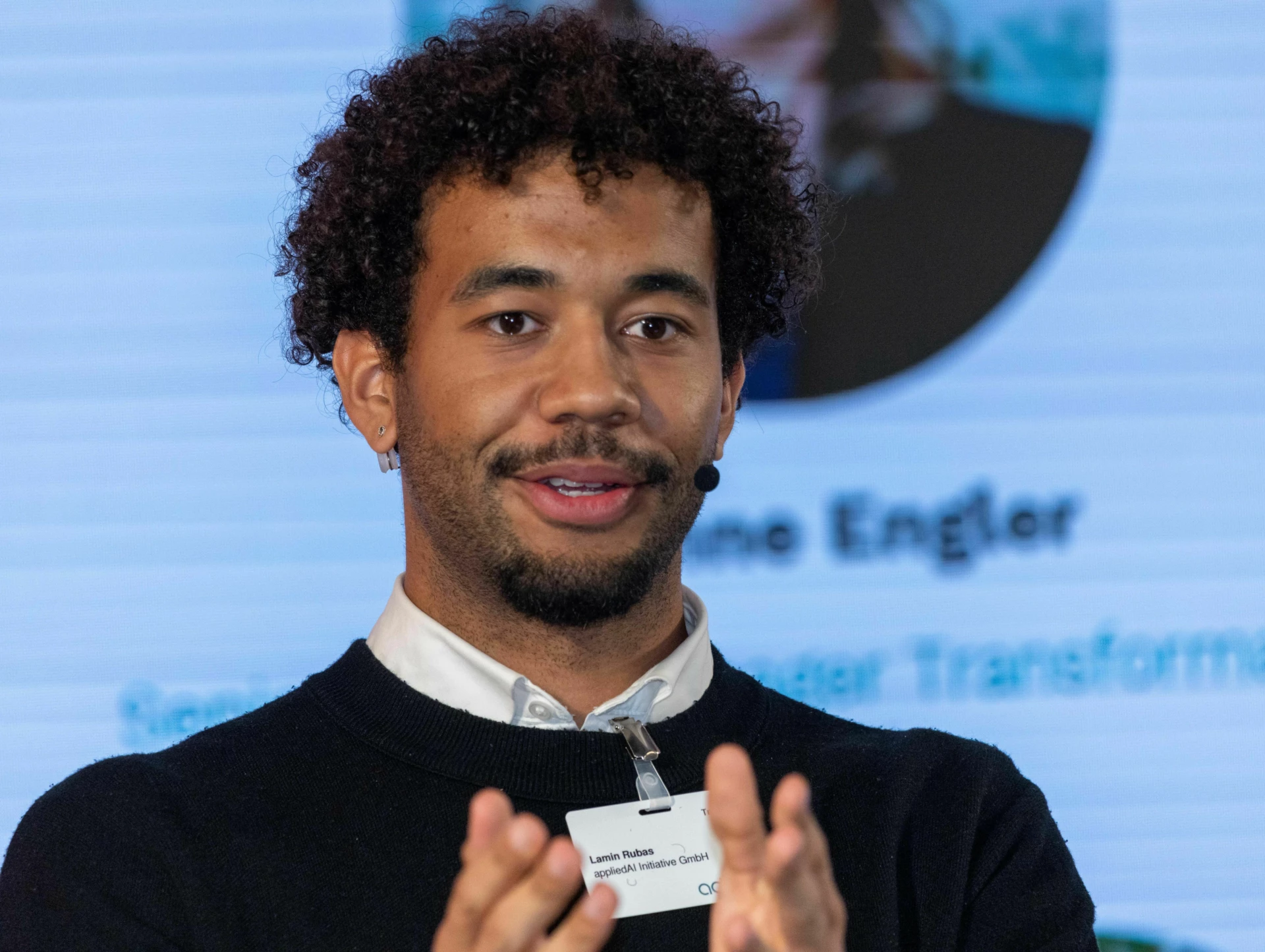 AI training expert giving a talk