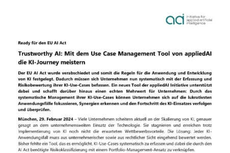 Pressemitteilung applied AI Use Case Management Tool Seite 1