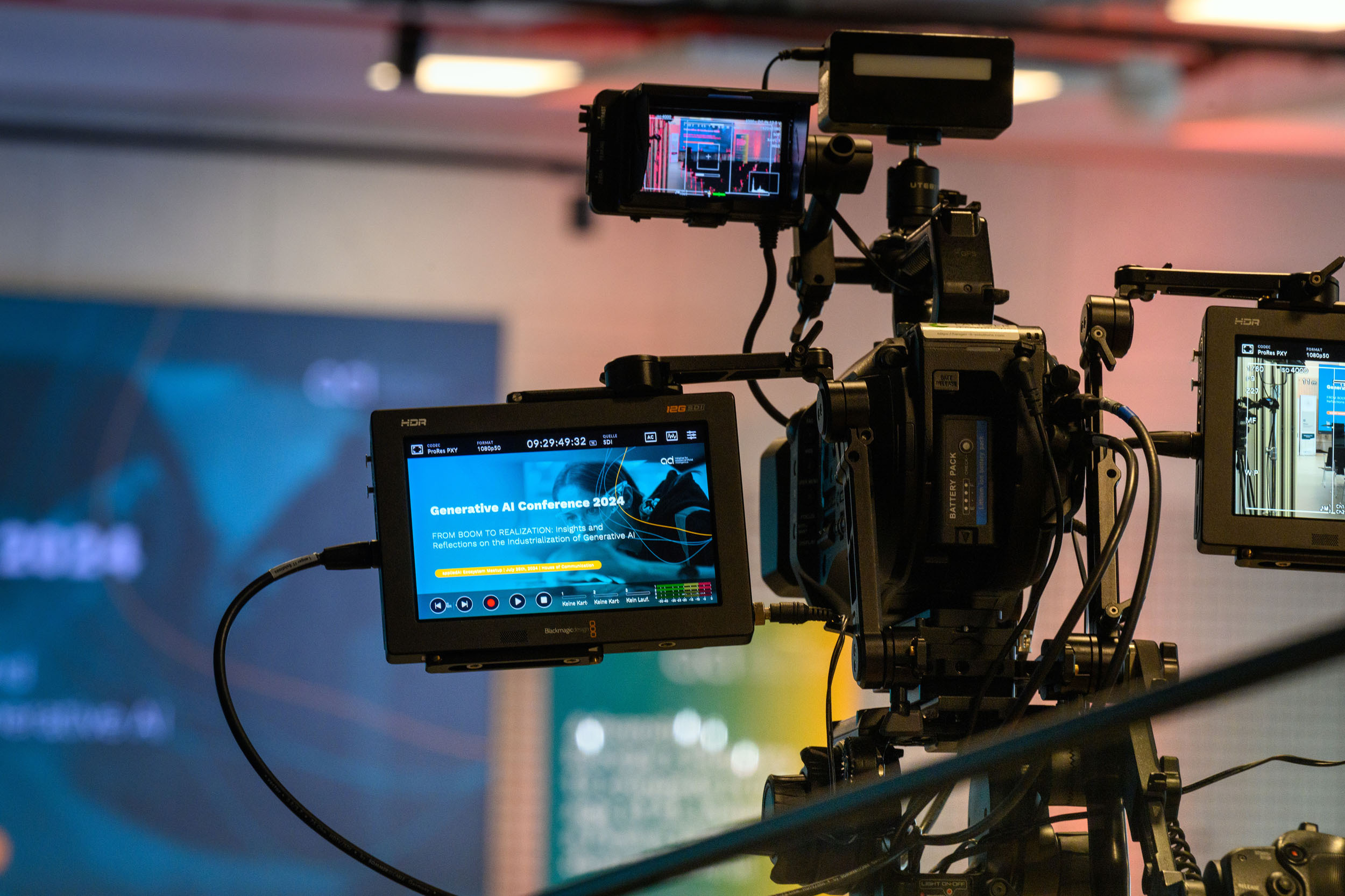 View of the stage through the screens of a camera